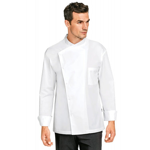 Veste de chef homme taille 48, blanche avec boutons pression