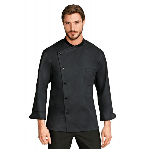 Veste de cuisine homme taille 50, noire avec boutons pression