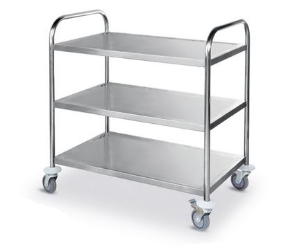 Edelstahl Servierwagen mit 3 Böden aus Chromstahl